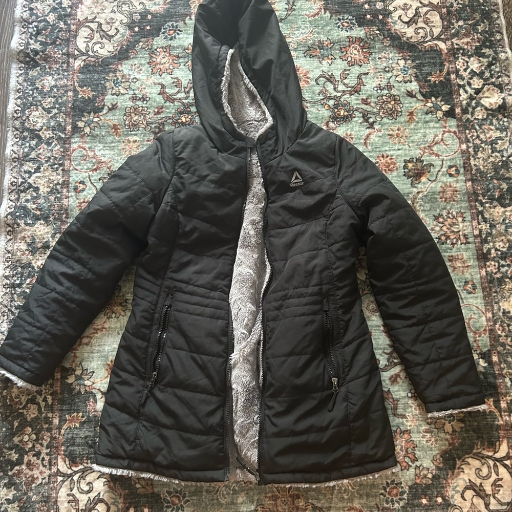 Reebok Black Puffer Jacket with Hood